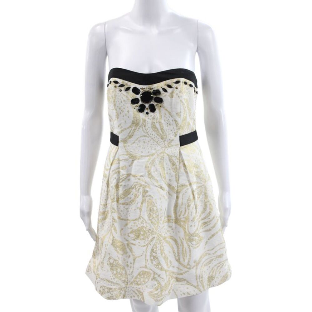 Lilly Pulitzer Women Fit & Flare White Sweetheart Sleeveless Cotton Dress Size 4